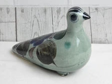 Vintage Tonala Dove Hand Painted Mexican Folk Art Pottery Ceramic Bird Figurine