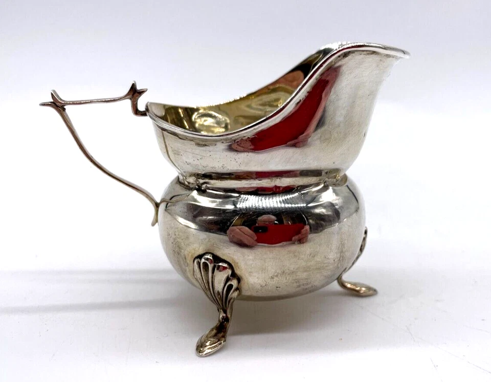 Edwardian Solid Silver Cream Jug & Sugar Bowl Chester 1913 N4 Foto 3 de 4