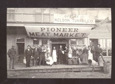 REAL PHOTO CREEDE COLORADO PIONEER MEAT MARKET BUTHER SHOP POSTCARD COPY