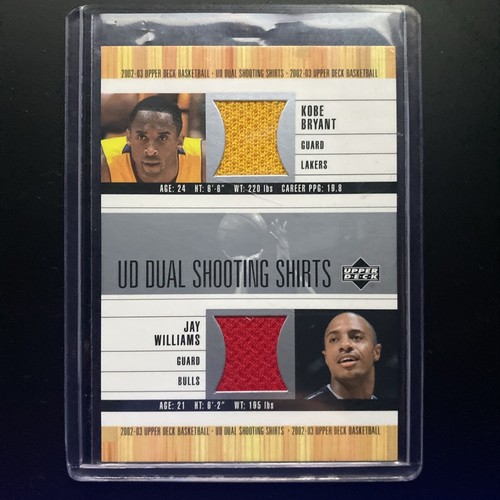 Kobe Bryant, Jay Williams #KB/JW-S — 2002 Upper Deck Dual Shooting Shirt basketball card