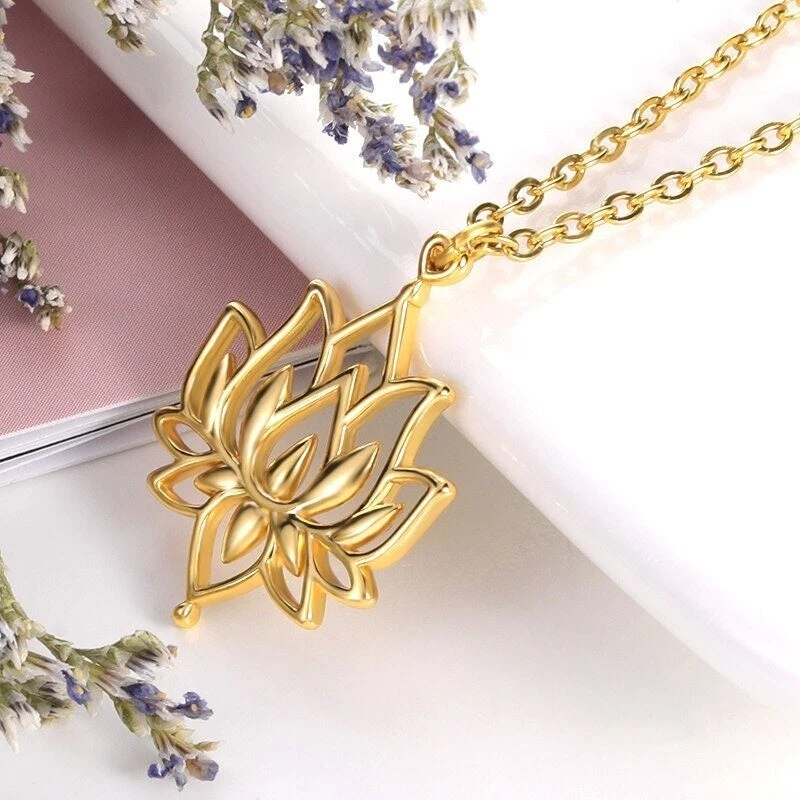 Lotus flower pendant gold deals
