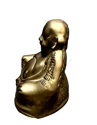 Vintage Small Brass Laughing Buddha Statue Figure - Picture 2 of 7