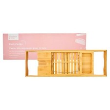New Summer Rose Expandable Freestanding Bamboo Bath Caddy Tray NIB Sealed
