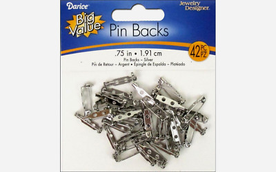 Darice 42 Pc Value Pack Silver Steel 3/4'' Jewelry Pin Backs #1800-57