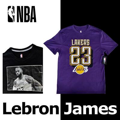 OFFICIAL LEBRON JAMES ''23'' NBA SHIRT PURPLE GOLD LOS ANGELES LAKERS BLACK MEDIUM
