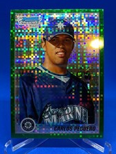2010 Bowman Chrome #BCP187 Carlos Peguero Green Xfractor RC Rookie Mariners