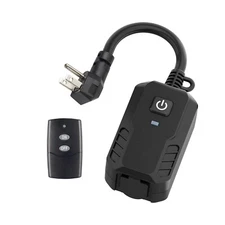 BN-LINK Outdoor Remote Control Outlet Plug Black, Heavy Duty 15A 3-Prong Outlet