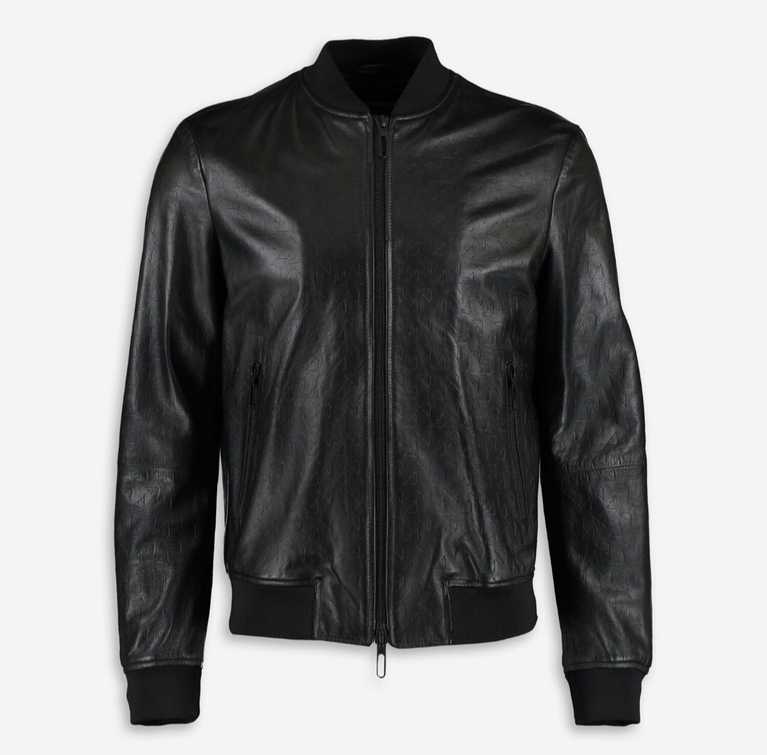 MEN EMPORIO ARMANI EMBOSSED LOGO LAMB LEATHER BOMBER JACKET Sz M  BNWT RRP £1650 image 9