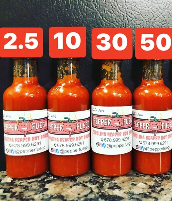 Carolina Reaper Hot Sauce Combo   2.5/10/30/50% Pure Carolina Reaper