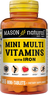 Mini Multi Vitamins with Iron, Vitamins A, C, D, E, B1, B2, B3, B6, B12, Folate
