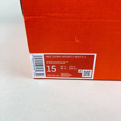 Nike ZoomX Vaporfly Next% 2 University Gold Black DO2408-739 Men's