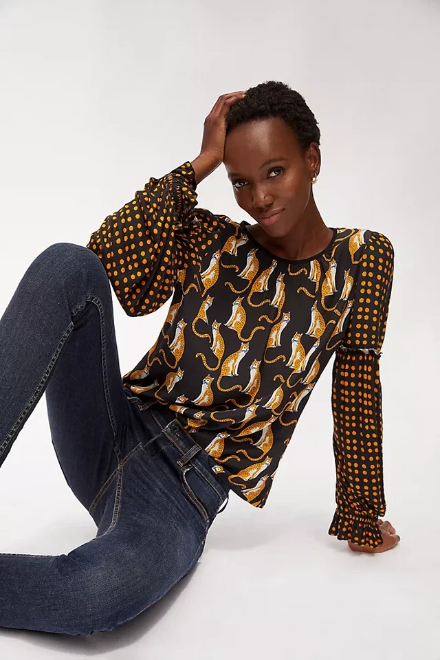 Brand New Anthropologie Brienz Leopard Top NWT new size XS