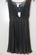 NWT Studio M Brown Glimmer Double Layer Ruffled Sleeveless Dress Size M