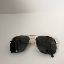 Vintage Luxottica Brown Gold Aviator Half Rim Italy Sunglasses 140 mm