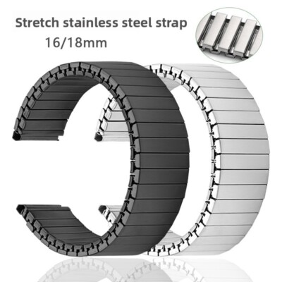 High Quality Stainless Steel Spring Watch Band Elastic Metal Strap 16 18mm