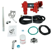 12V 15GPM Fuel Transfer Pump w/Nozzle Kit for Gas Diesel with Particulate Filter