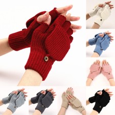 Warm Soft Knitted Half-finger Mittens Comfort Convertible Flip Top Gloves Winter