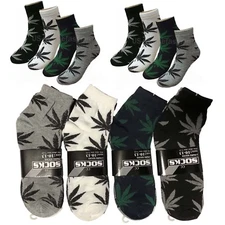 New 6 12 Pairs Mens Womens Cotton Marijuana Weed Leaf Casual Low Cut Socks 9-13
