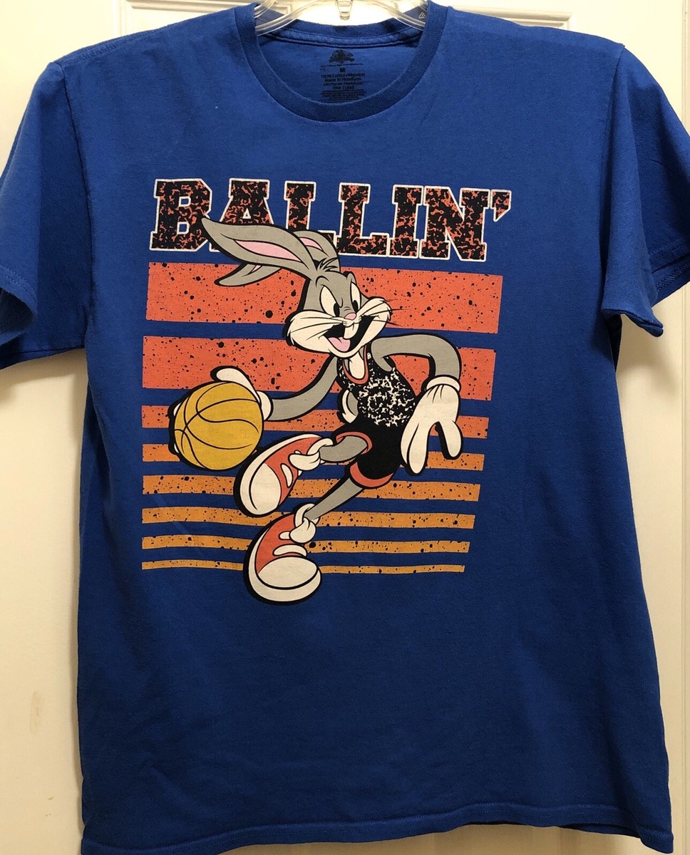 LOONEY TUNES Ballin' Bugs Bunny Basketball T-shirt Space Jam 90's
