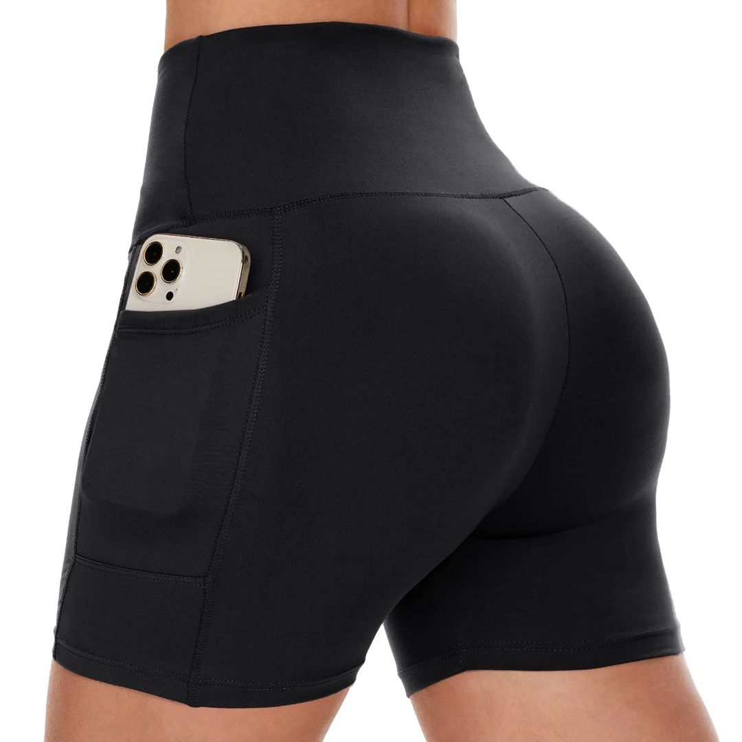 Women High Waisted Cycling Shorts with Tummy Control and Pockets