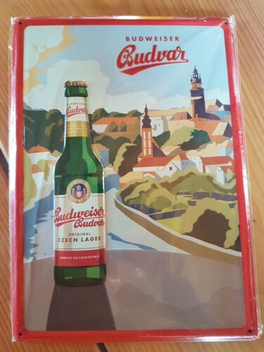 Werbeschild Budweiser Budwar Blechschild Brauerei NEU