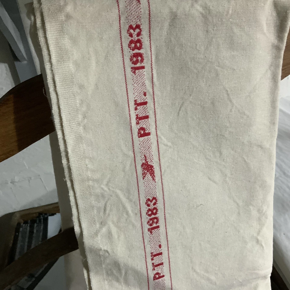 Linge Ancien Torchon Doublé En Lin  LA POSTE Logo PTT Longueur 2m20 - Photo 4/4