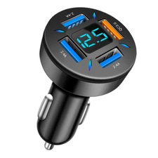 4 USB Ports Fast Charging Car Cigarette Lighter Socket Splitter Power Adapter