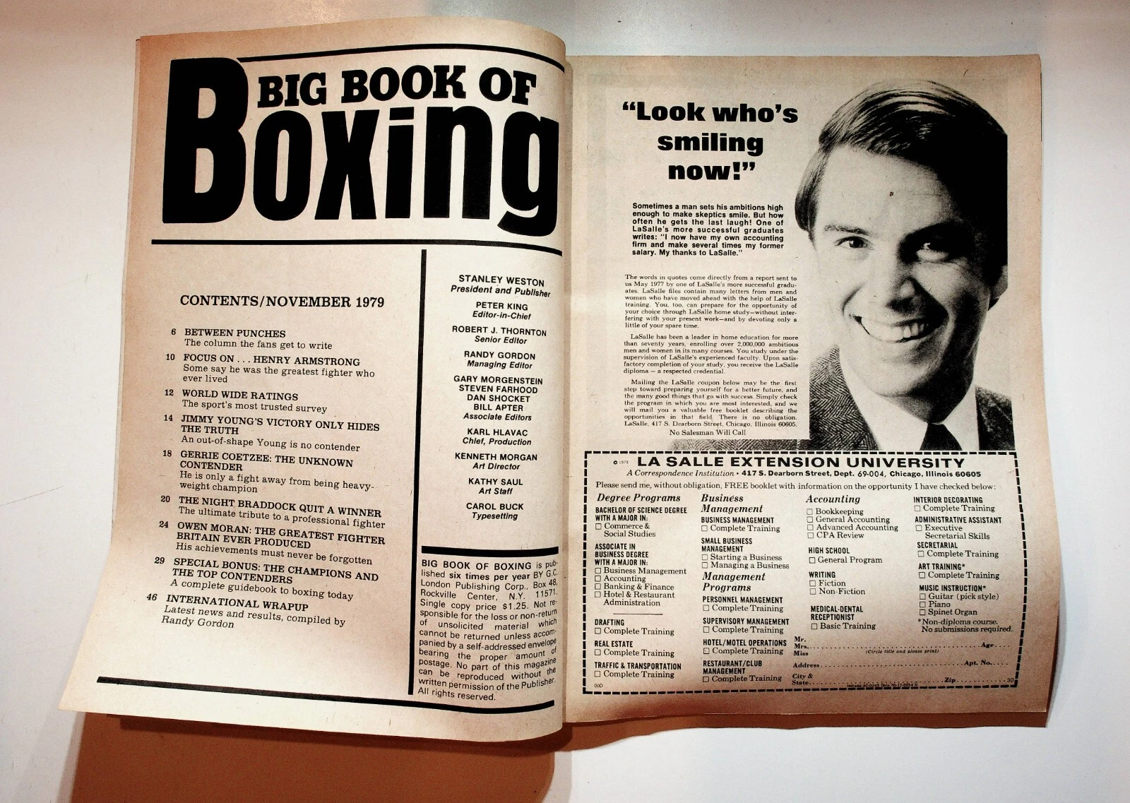 1979 November Big Book Of Boxing Magazine Gerrie Coetzee Holmes Shavers Duran - 画像3/7