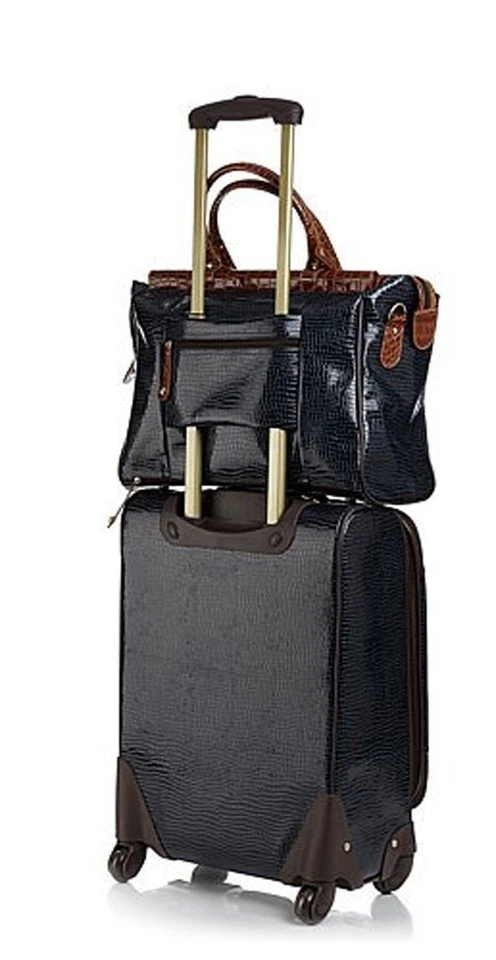 Samantha Brown Luggage Croco Embossed Jet Set Travel Collection 5 pc Black - Image 3 of 4