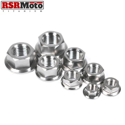 RSR MOTO Titanium Hex Flange Nuts M5 M6 M7 M8 M10 M12 x0.8 x1.0 x1.25 x1.5 Pitch