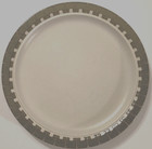 KASUGA Moonglow Patio Round White Green Trim Platter Vintage Chop Plate 12 1/4"