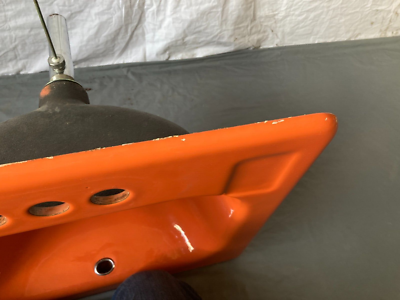 骨董　三点 Vtg 21x19 Cast Iron Tiger Lily Orange Porcelain Self Rimming Drop