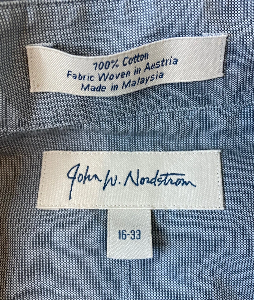 Lote de 3 camisas de manga larga con botones John W. Nordstrom para hombre talla 16-33 D1 Foto 4 de 4