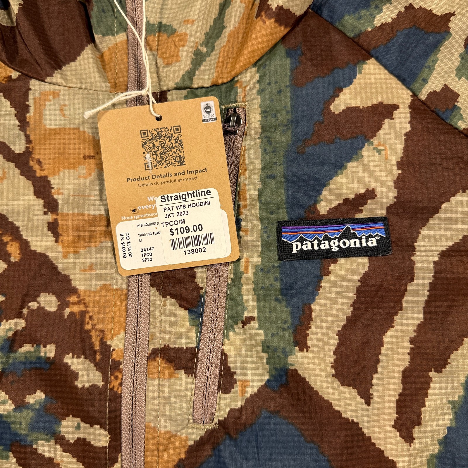 Patagonia Houdini Jacket Womens Medium Thriving Planet Windbreaker Packable thumbnail 4