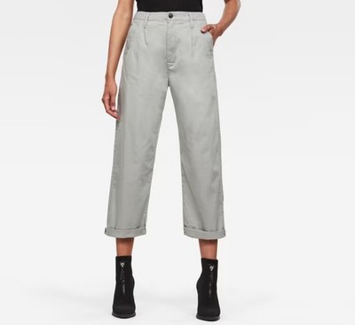 G-Star Damen Hose Bronson Pleat 3D Mid Relaxed Chino Grau dk magnesium W32 