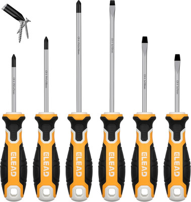 6-Piece Magnetic Screwdrivers Set, 3 Phillips and 3 Slotted Tips Professional Cu