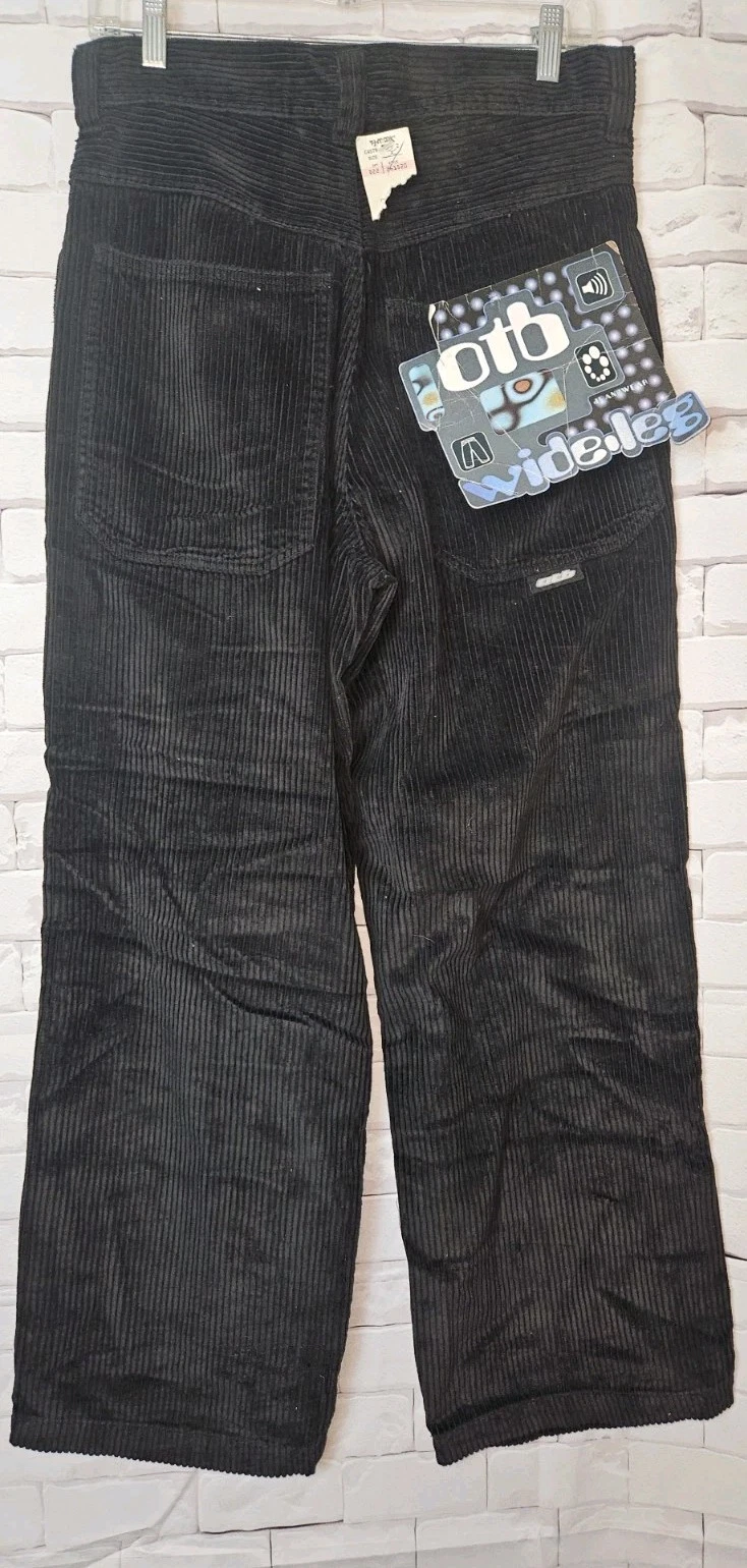 OTB Corduroy Pants Men's 30x30 Black Carpenter Wide Leg Baggy Vintage Skater Y2K