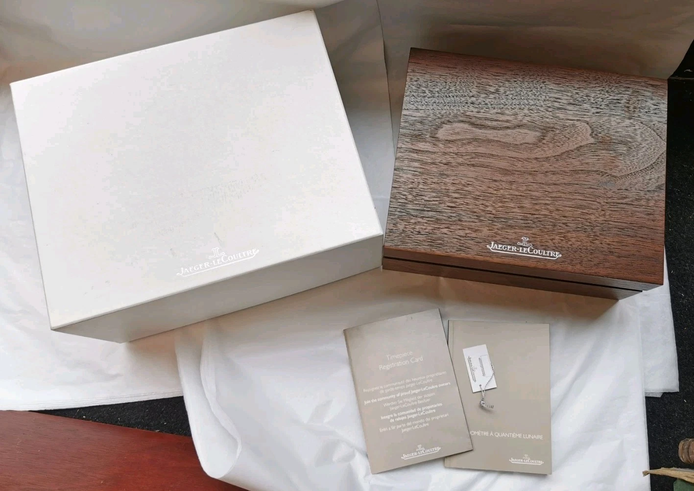 Jaeger LeCoultre Presentation Storage Watch Box Case  Wooden & Paperwork & Loupe