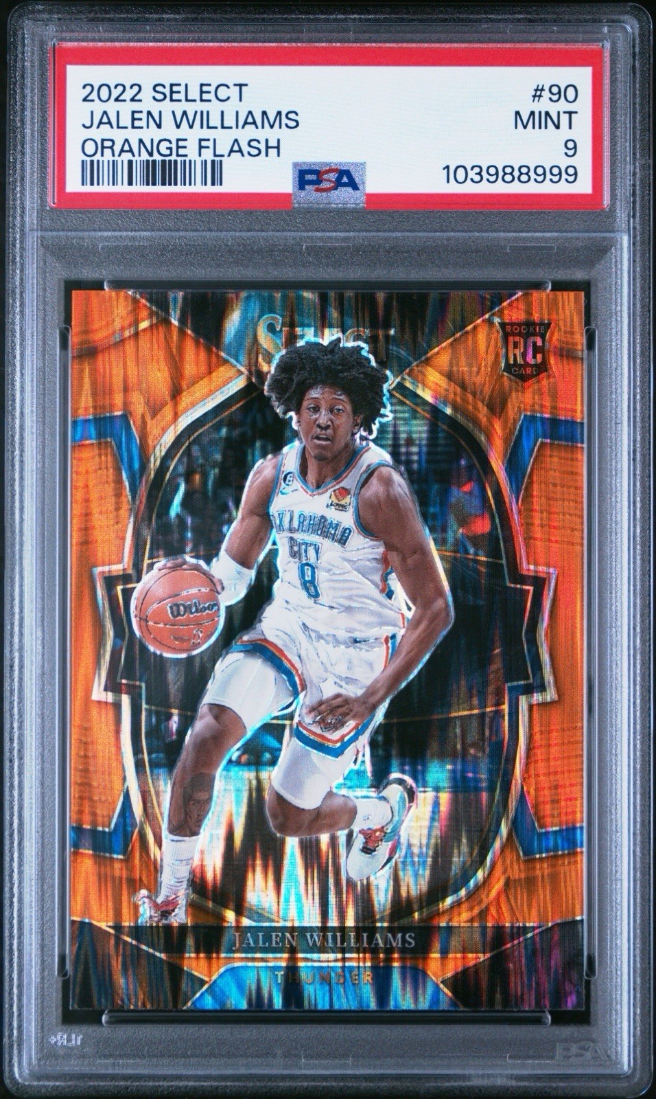 2022 Panini Select Jalen Williams Orange Flash Prizm #90 PSA 9