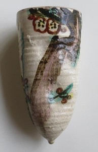 Antique Signed Ogata Kenzan School Wall Pocket Flower Vase