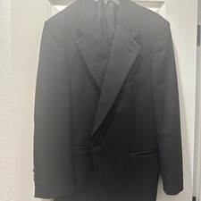 Vtg USA Made Christian Dior 46L Black Wool Mens Blazer Suit Jacket Sport Coat