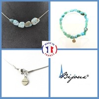 Mineralien Und Edelsteine. Schmuckset Armband Halskette 5 Perlen Larimar