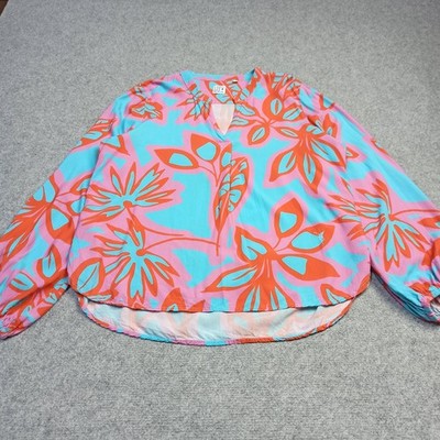 Emily Van Den Bergh Damen Bluse Größe 40 Blau Rosa Rot Viskose Gewebt Top Groß