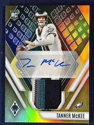 2023 Tanner McKee /75 RPA 3-Color Panini Phoenix RC Yellow Prime #RAJ-TM Eagles
