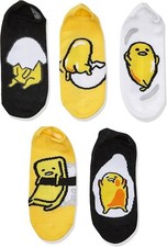 Gudetama The Lazy Egg Socks Women's  Shoe Size 4-10  5 pairs No Show Socks 