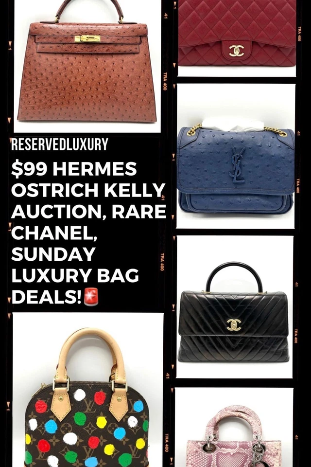 🚨$99 OSTRICH HERMES KELLY,  RARE CHANEL & BEST SUNDAY BAG DEALS!🚨