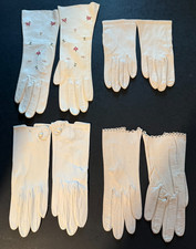 Lot Four Vintage Kid Leather Women's Gloves Sz 4-5