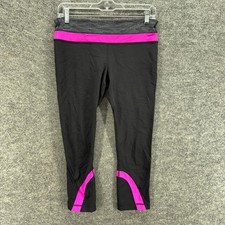 Lululemon Activewear Leggings Women 8 Black Mid Rise Capri Pull On Skinny Nylon