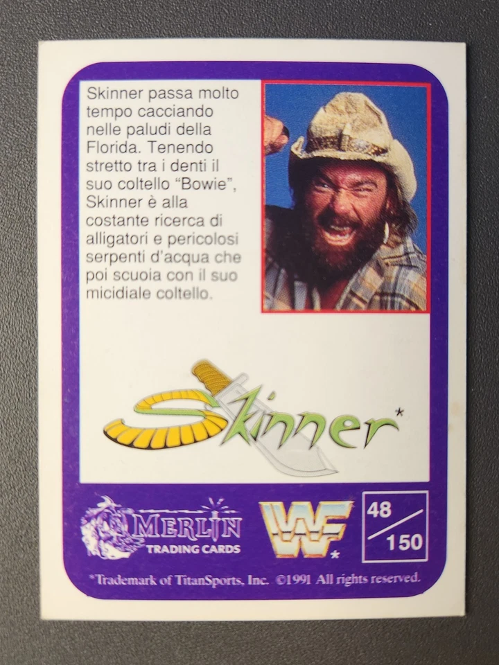 1991 Merlin WWF Italian Trading Card #48 SKINNER ROOKIE (RC) - Image 2 of 2