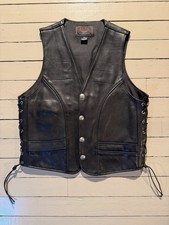 Eagle Leather Harley Davidson Motorcycle Biker Vest Buffalo Nickel Vtg Size 44